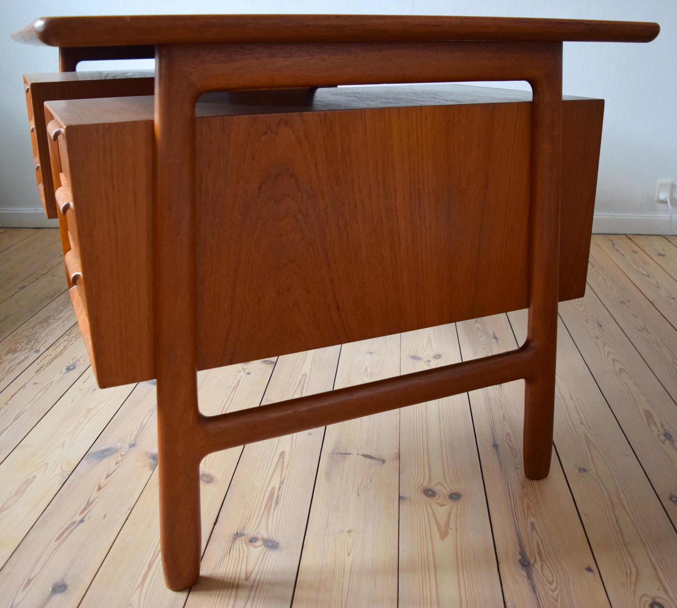 Mid-20th Century Midcentury Danish Model 75 Executive Teak Desk by Gunni Omann, 1960s For Sale