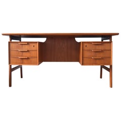 Used Midcentury Danish Model 75 Executive Teak Desk by Gunni Omann, 1960s