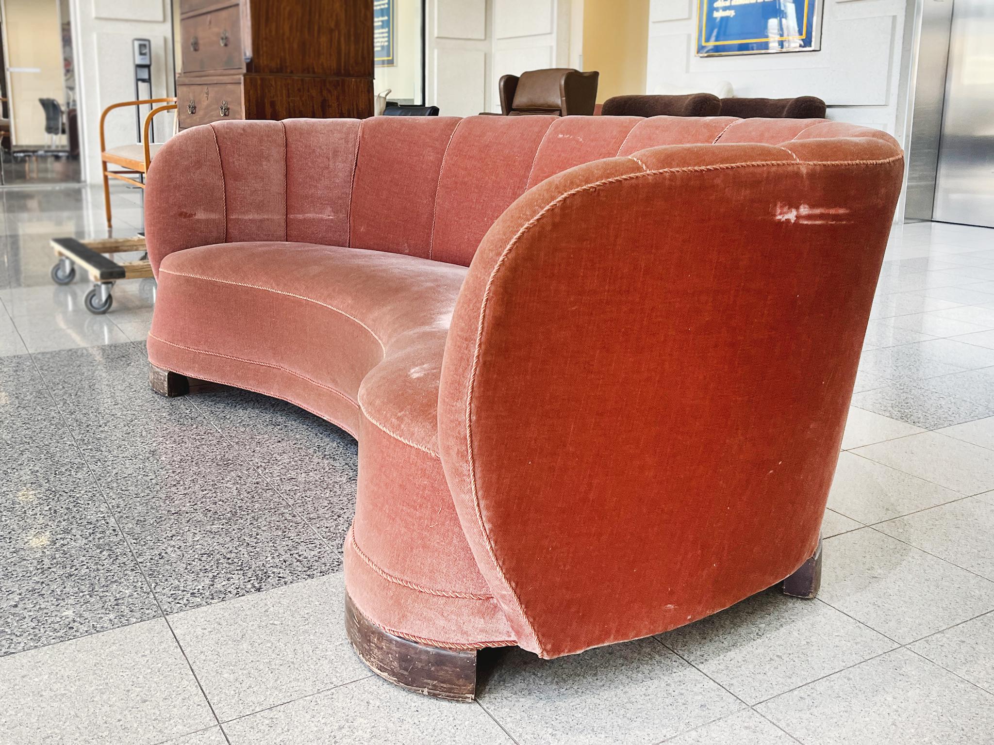 Mid-20th Century Midcentury Danish Modern Banana Sofa in the Style of Viggo Boesen For Sale