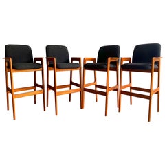 Midcentury Danish Modern Barstools in Teak Set of Four after Erik Buch