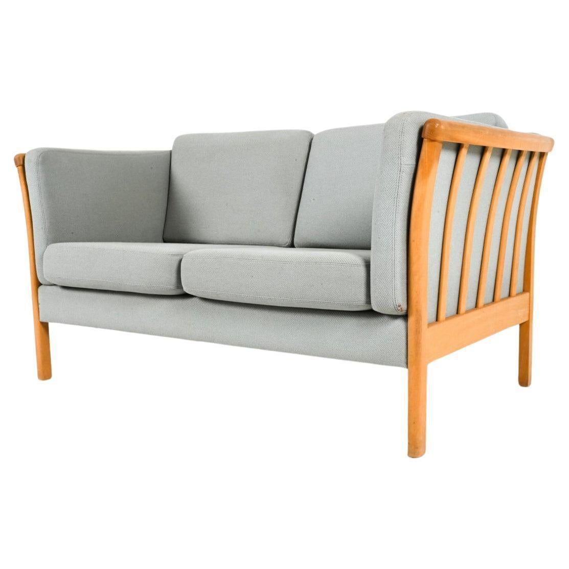 Mid-Century Modern Midcentury Danish Modern Beautiful gray cloth 2 Seat Sofa Birch Frame and Legs For Sale