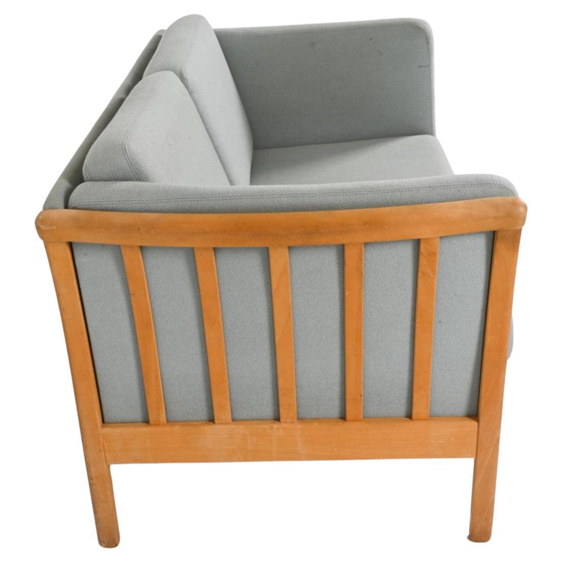 Woodwork Midcentury Danish Modern Beautiful gray cloth 2 Seat Sofa Birch Frame and Legs For Sale