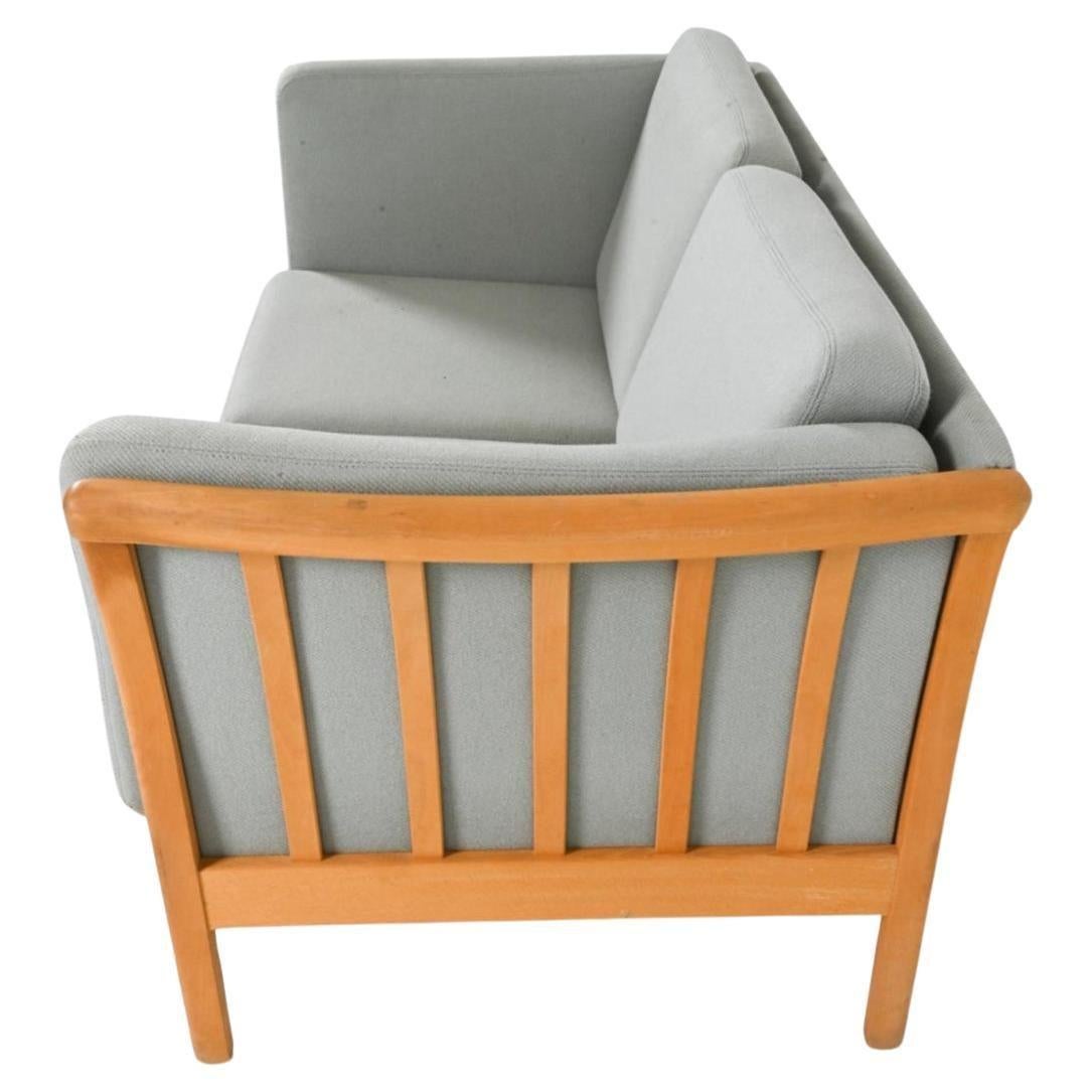 Midcentury Danish Modern Beautiful gray cloth 2 Seat Sofa Birch Frame and Legs In Good Condition For Sale In Brooklyn, NY