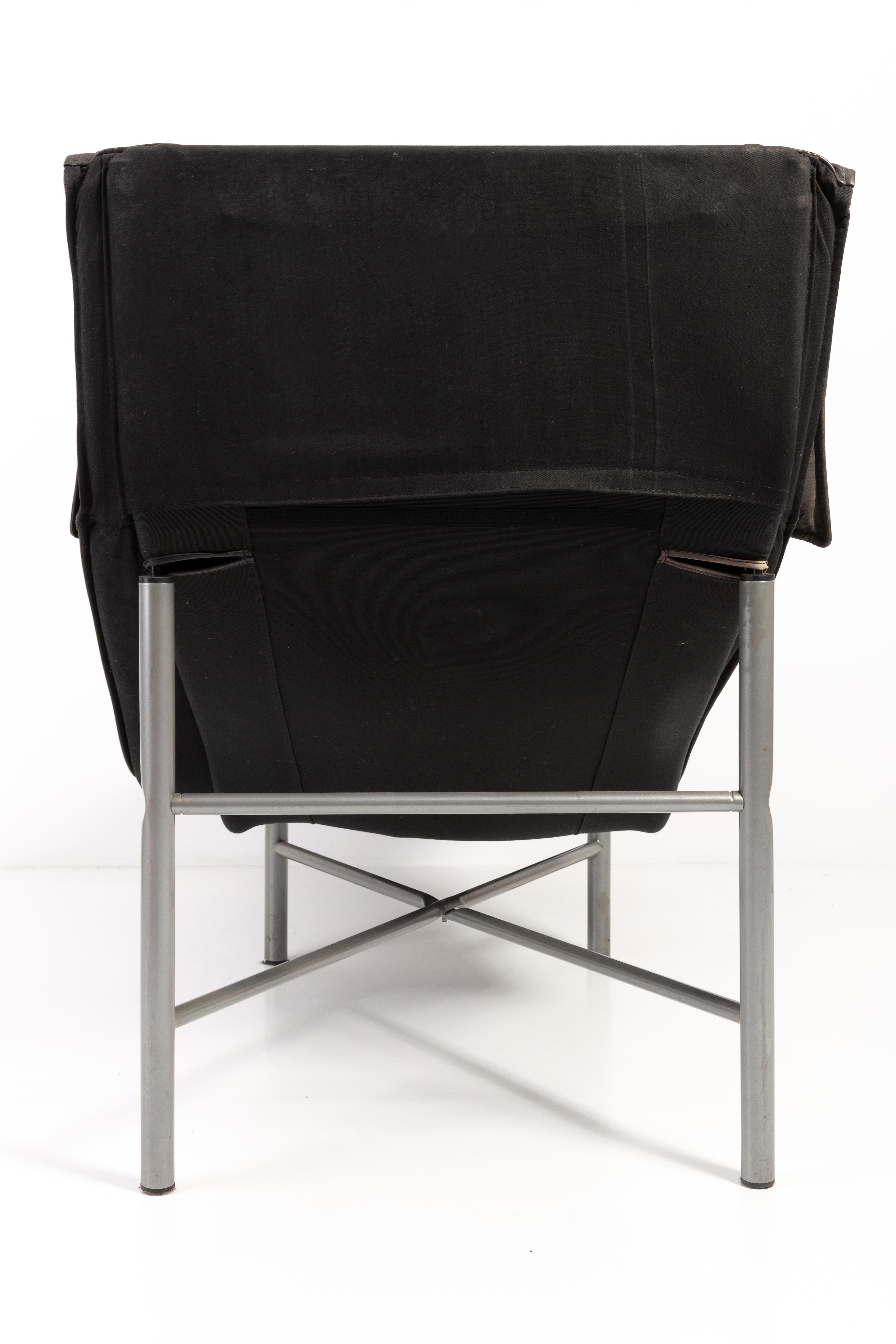 Midcentury Danish Modern Black Leather Chaise Lounge Chair by Tord Björklund 3