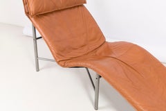 Midcentury Danish Modern Brown Leather Chaise Lounge Chair by Tord Björklund