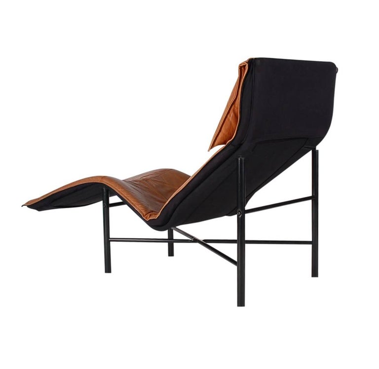 Midcentury Danish Modern Brown Leather Chaise Lounge Chair by Tord