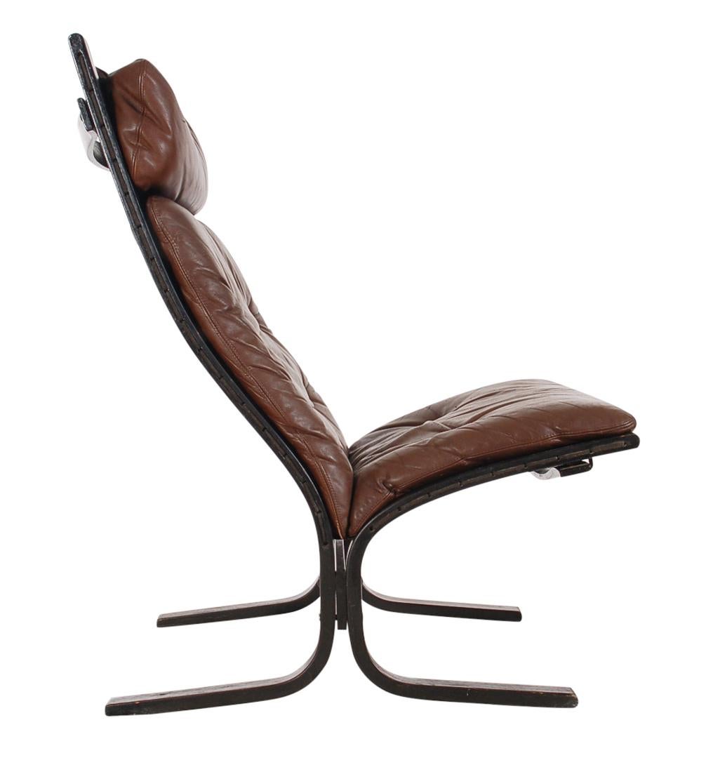 Scandinavian Modern Midcentury Danish Modern Chocolate Brown Leather Slipper Lounge Chair