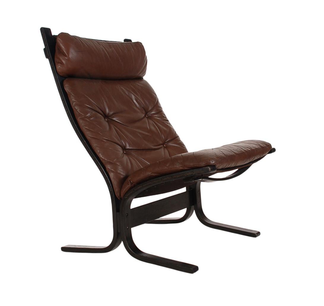 Midcentury Danish Modern Chocolate Brown Leather Slipper Lounge Chair