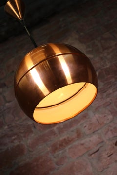 1960 Denmark Mid-Century Modern Copper Pendant Lamp