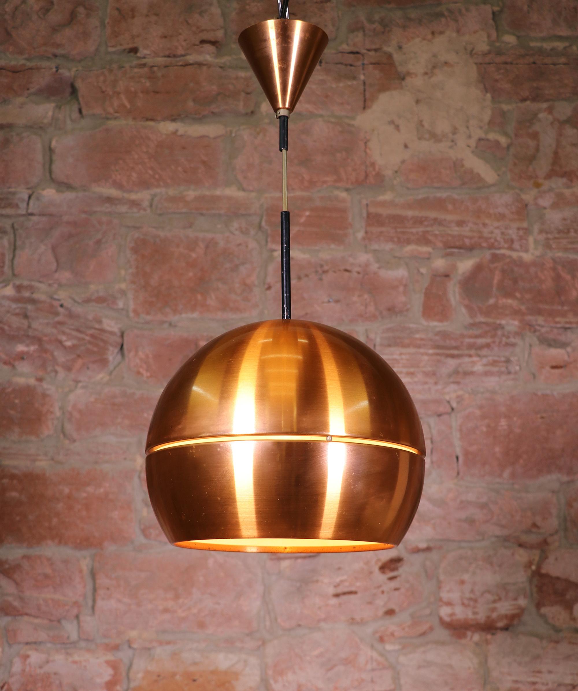 European 1960 Denmark Mid-Century Modern Copper Pendant Lamp For Sale