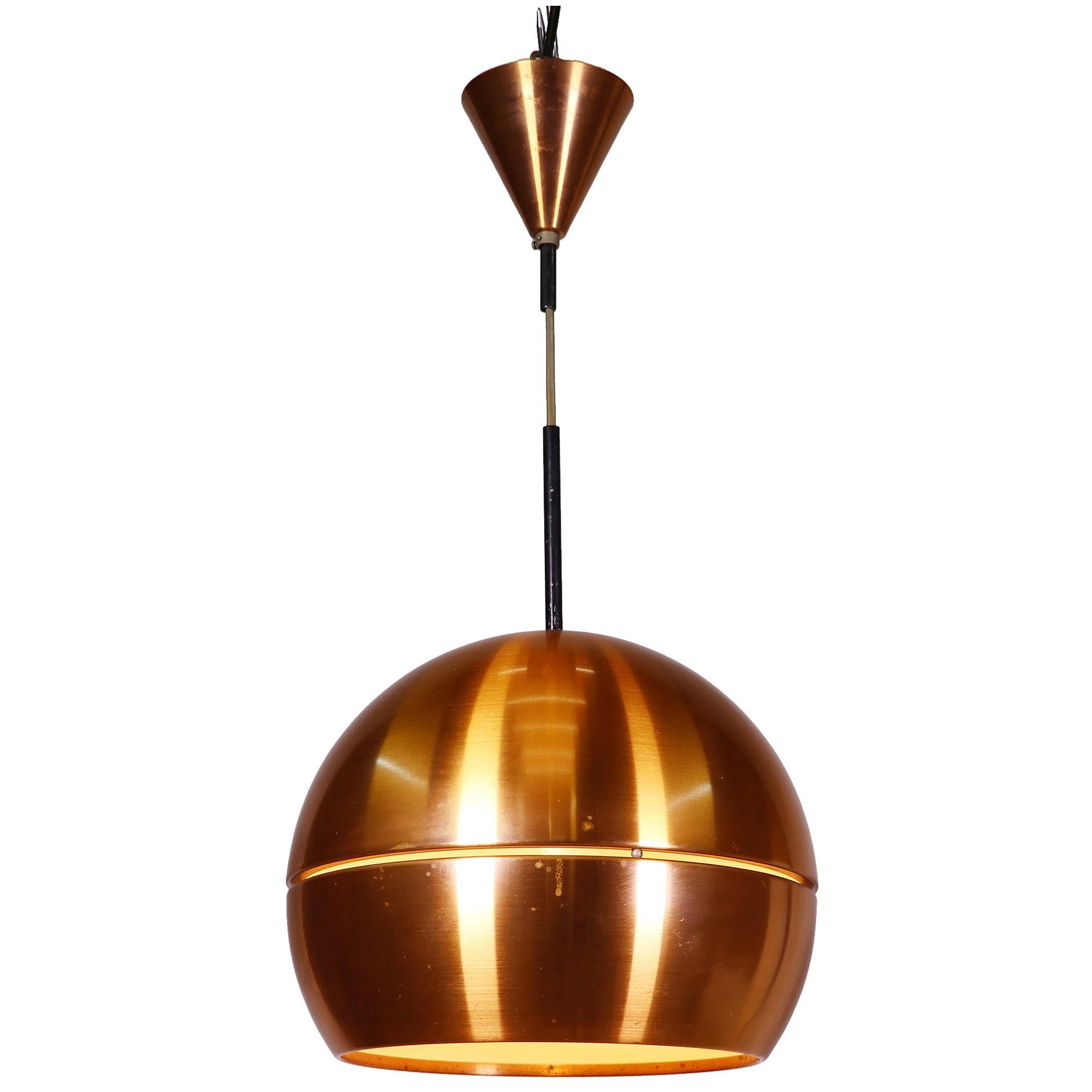1960 Denmark Mid-Century Modern Copper Pendant Lamp