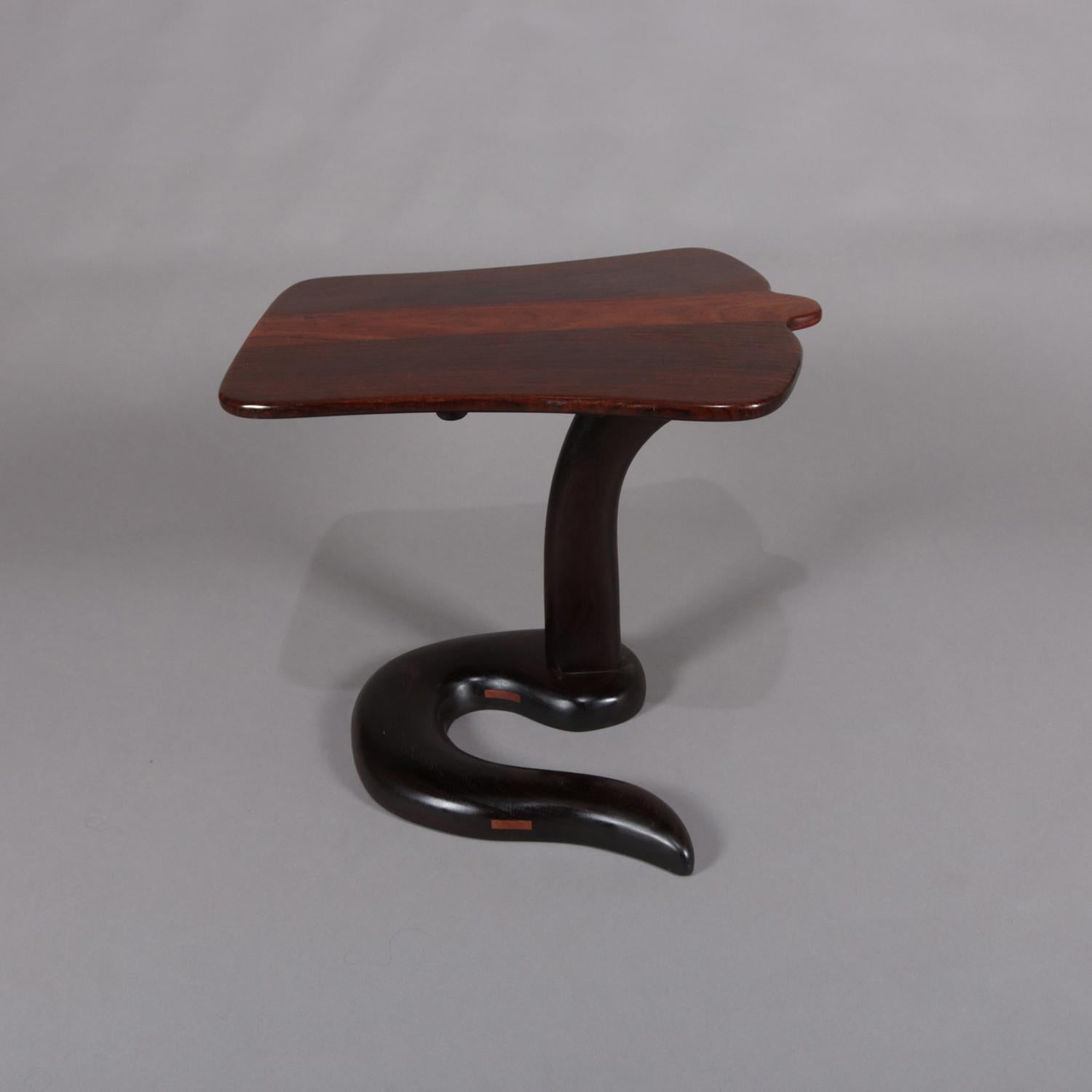 Dutch Midcentury Danish Modern Custom Rosewood Cobra Side Stand, 20th Century