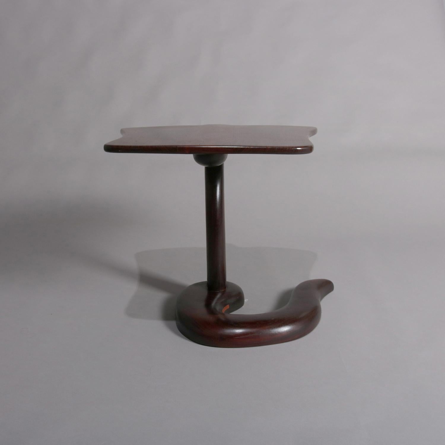 Midcentury Danish Modern Custom Rosewood Cobra Side Stand, 20th Century In Good Condition In Big Flats, NY
