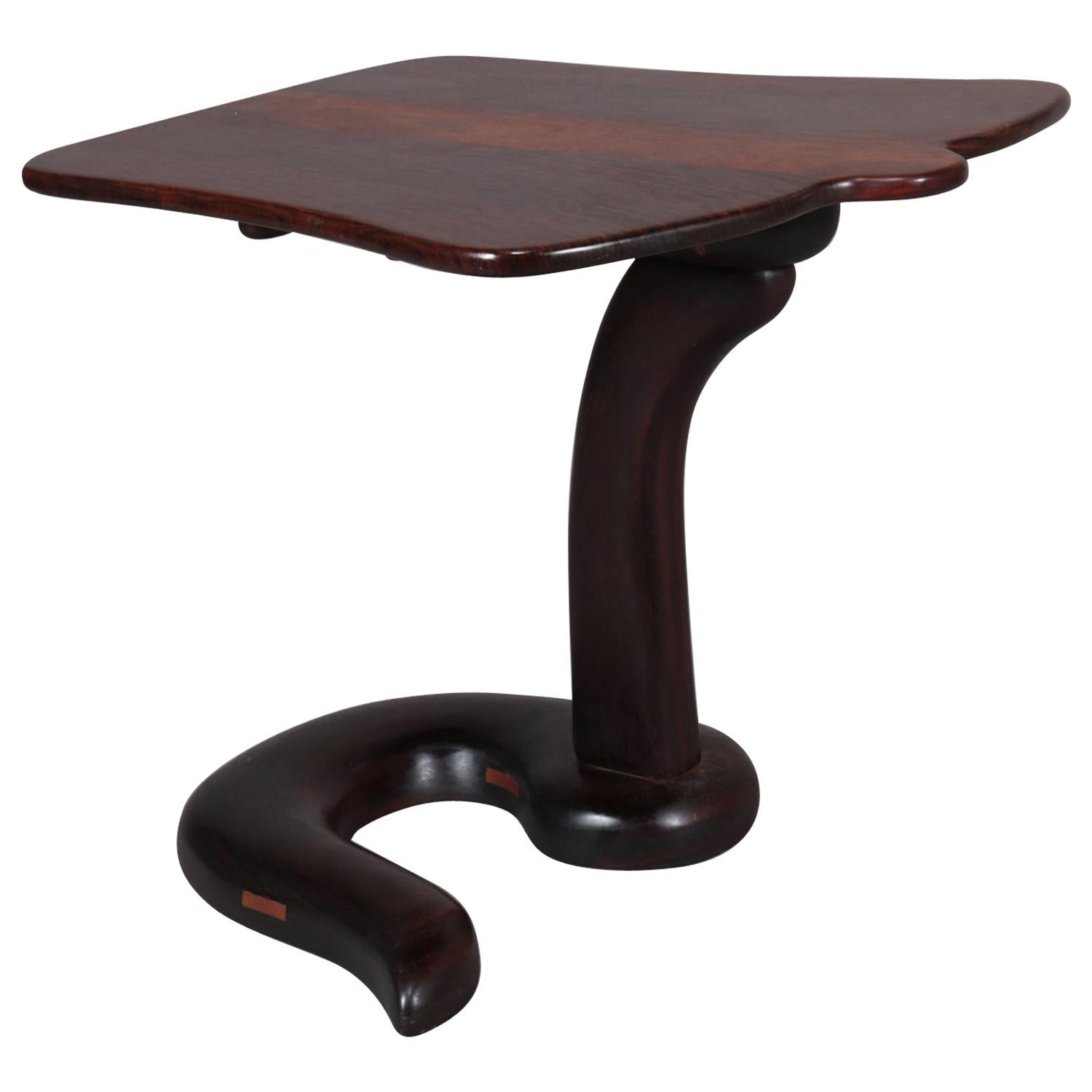 Midcentury Danish Modern Custom Rosewood Cobra Side Stand, 20th Century