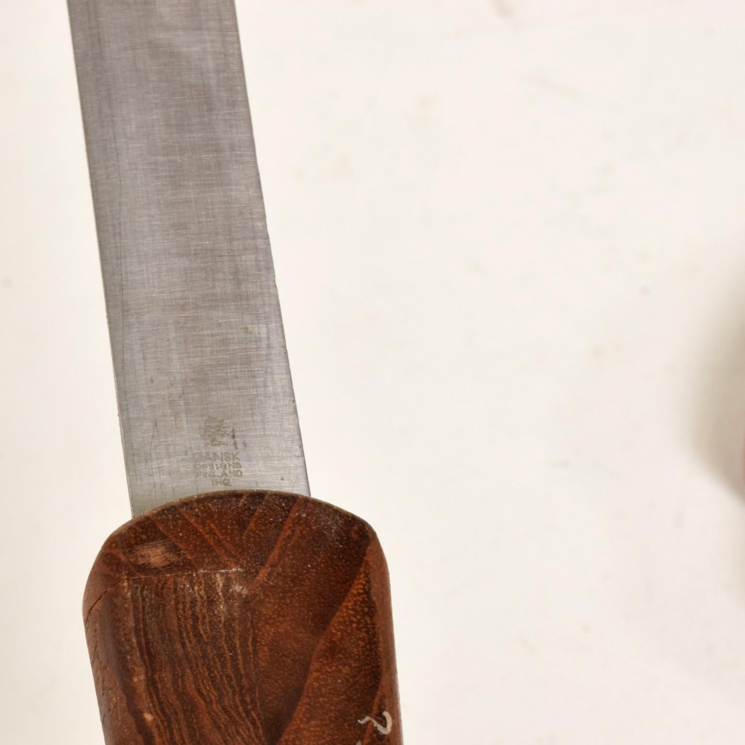 Stainless Steel Midcentury Danish Modern Dansk IHQ Jens Quistgaard Teak Cutting Board with Knife