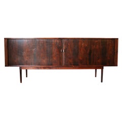 Midcentury Danish Modern Dansk Lovig Rosewood Tambour Door Long Credenza