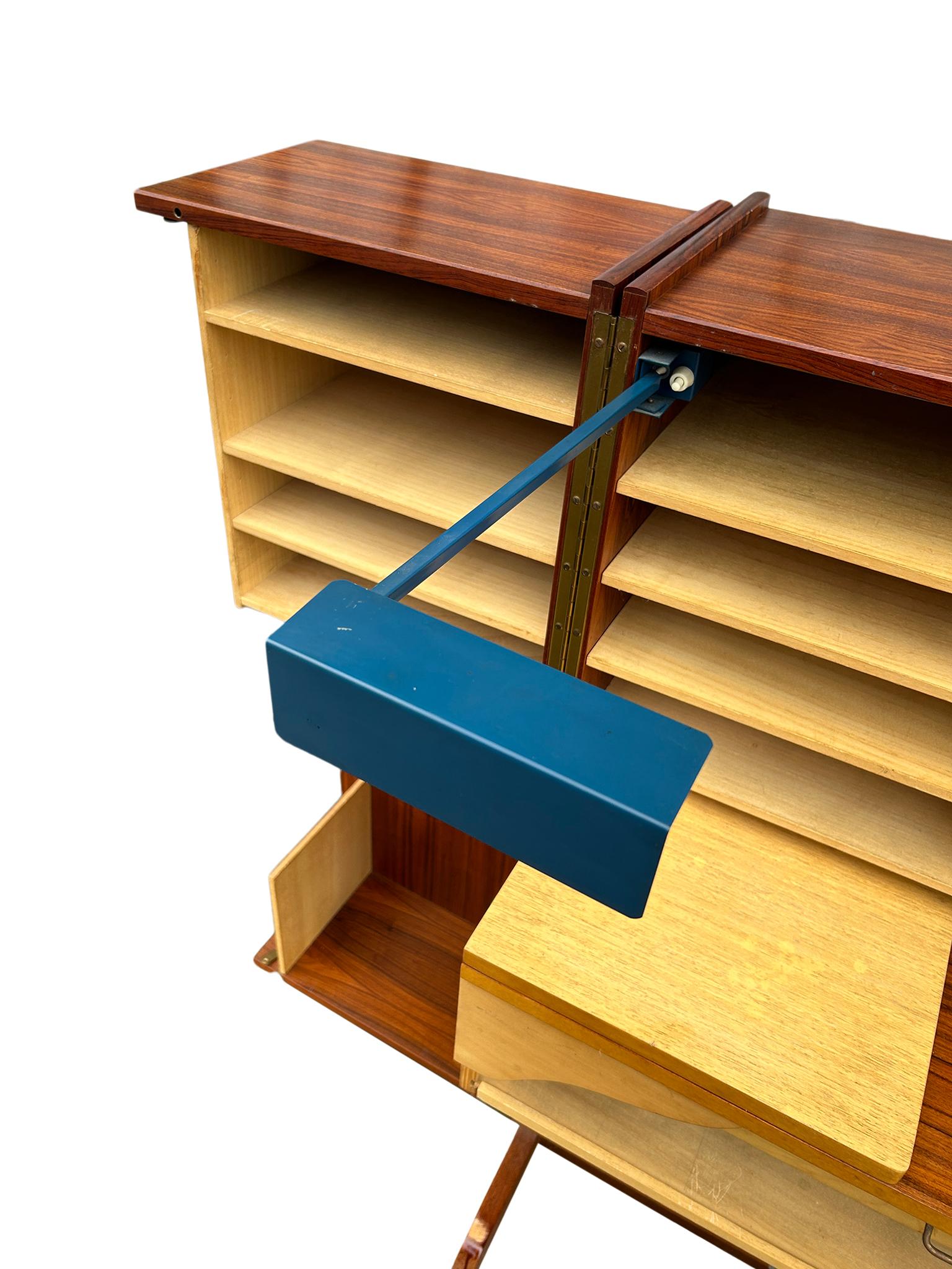 Brass Midcentury Danish Modern Desk in Rosewood Mummenthaler and Meier Magic Box