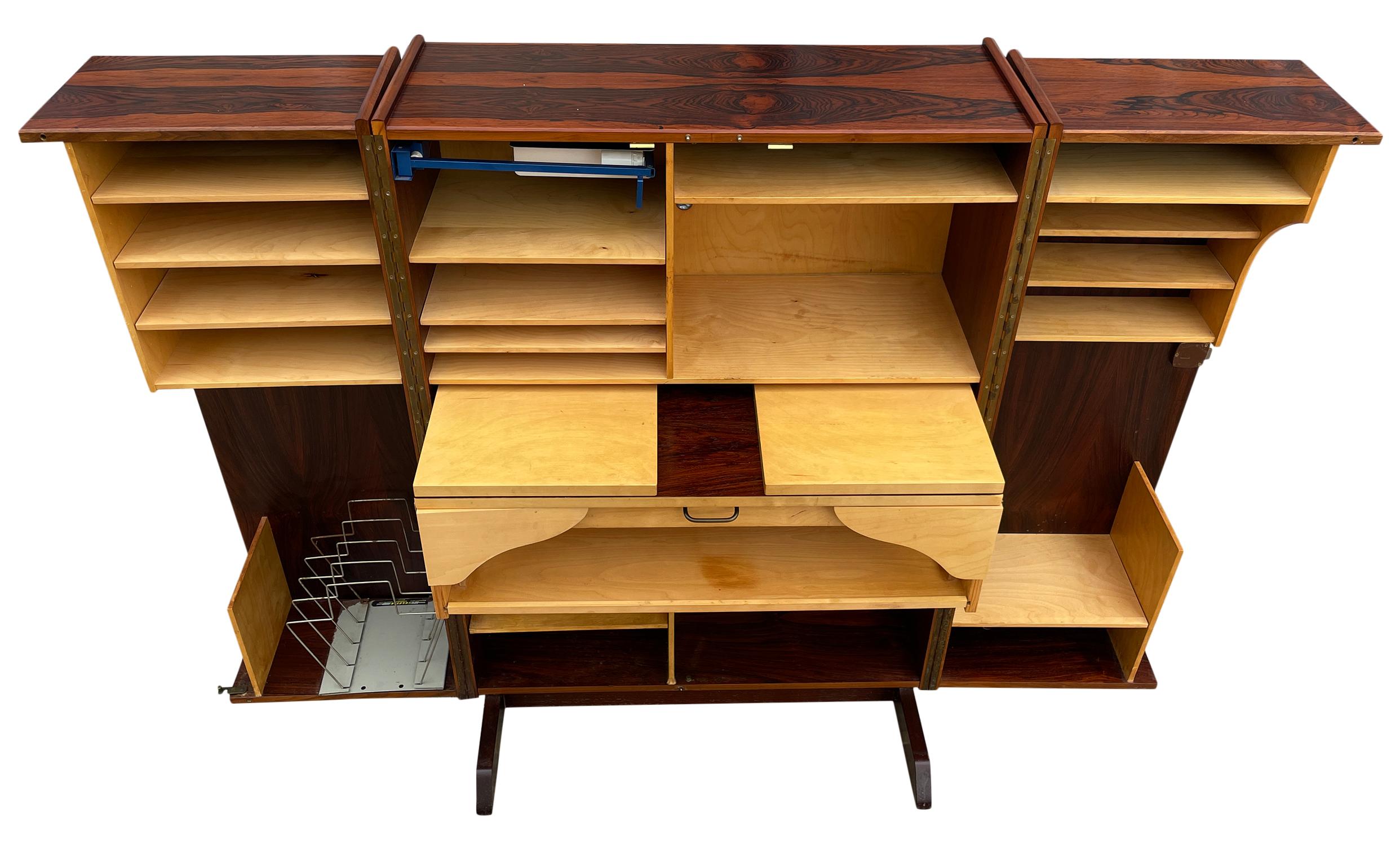 Brass Midcentury Danish Modern Desk in Rosewood Mummenthaler & Meier Magic Box