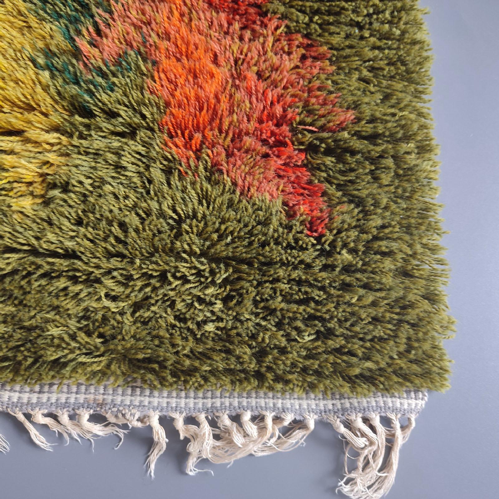 Midcentury Danish Modern Ege Rya Wool Shag Rug 'Autumn Leaf' 2, 5' x 4, 9' For Sale 1