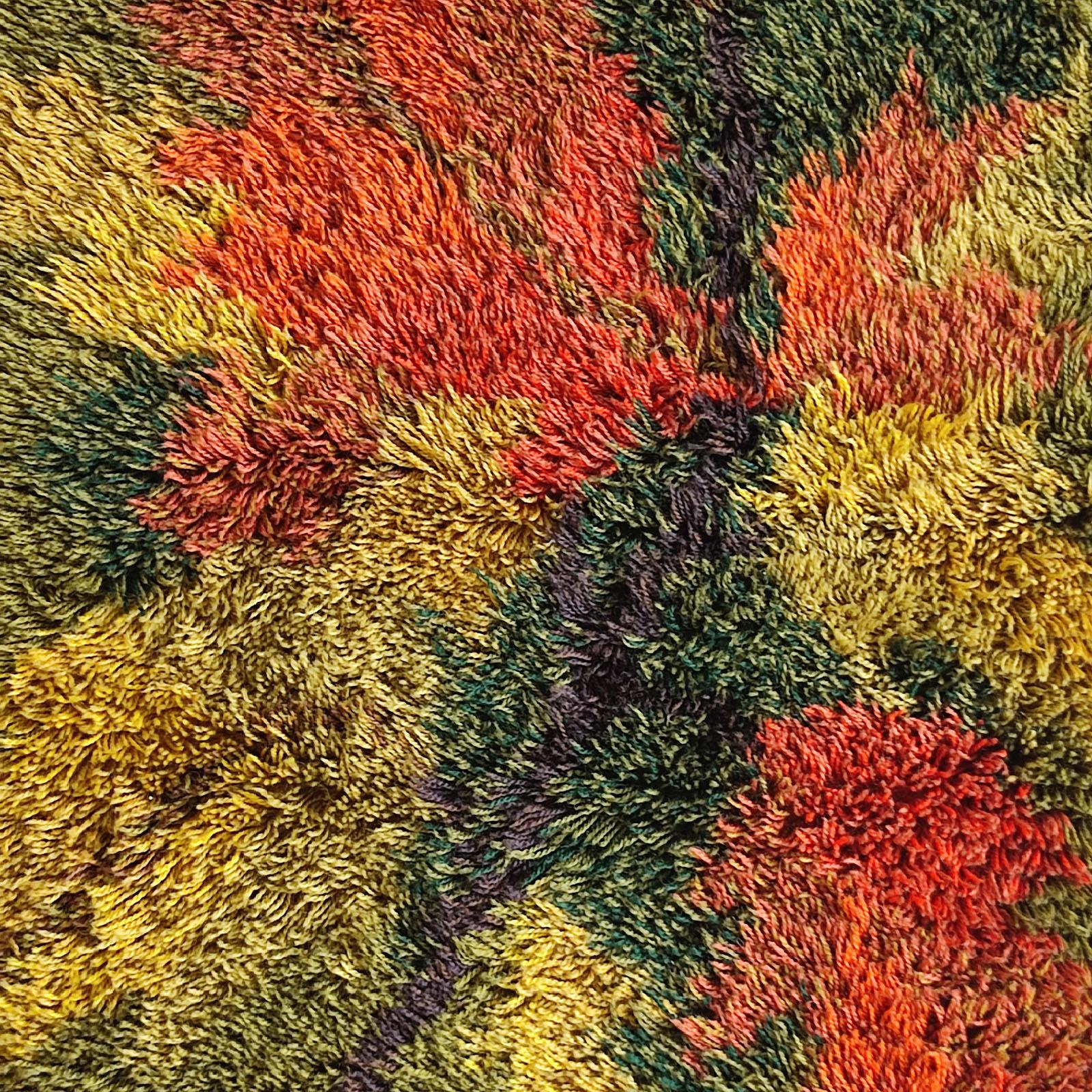 Midcentury Danish Modern Ege Rya Wool Shag Rug 'Autumn Leaf' 2, 5' x 4, 9' For Sale 6