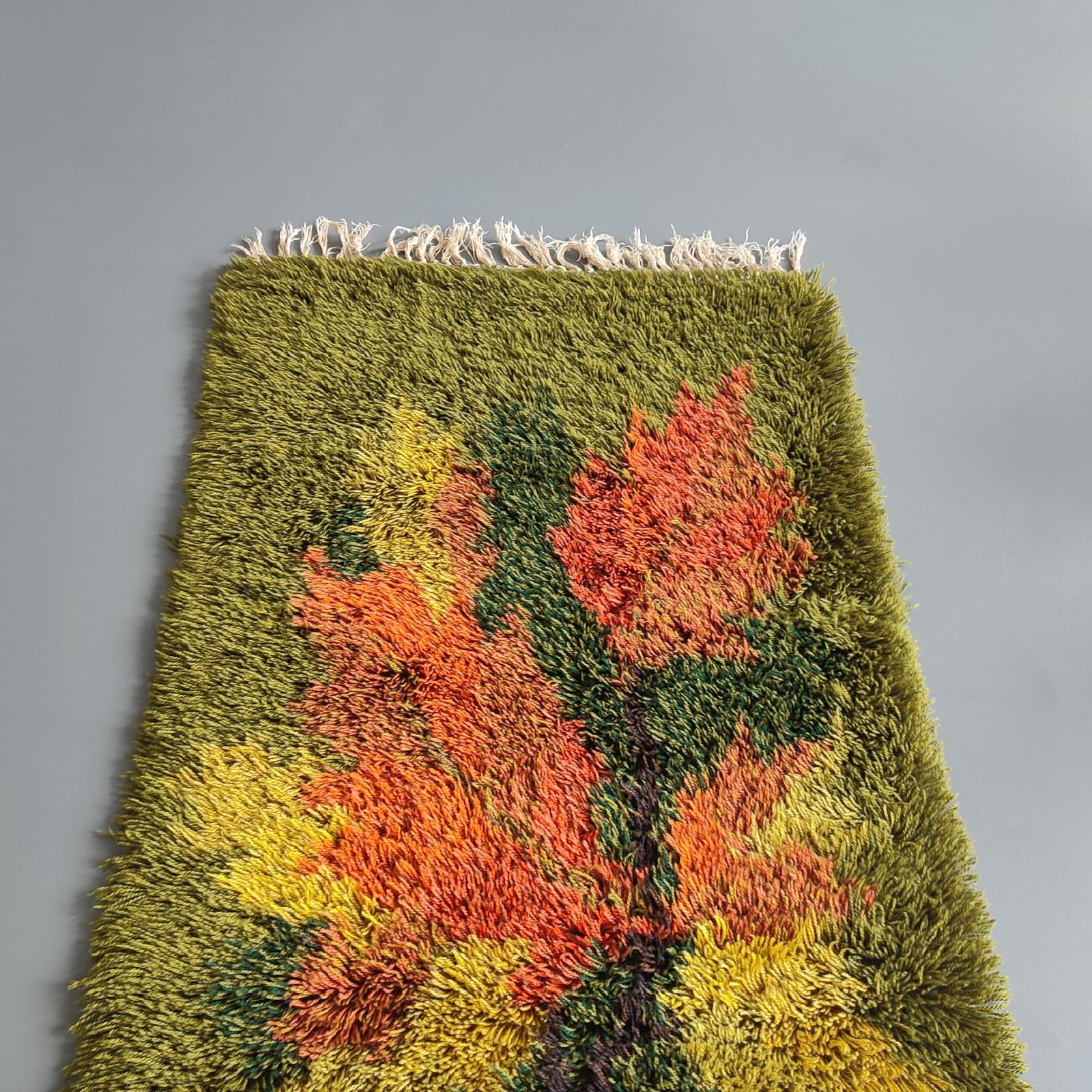 Moderner dänischer Ege Rya Woll-Shag-Teppich 'Herbstblatt' 2,5' x 4,9' aus der Mitte des Jahrhunderts (Handgeknüpft) im Angebot