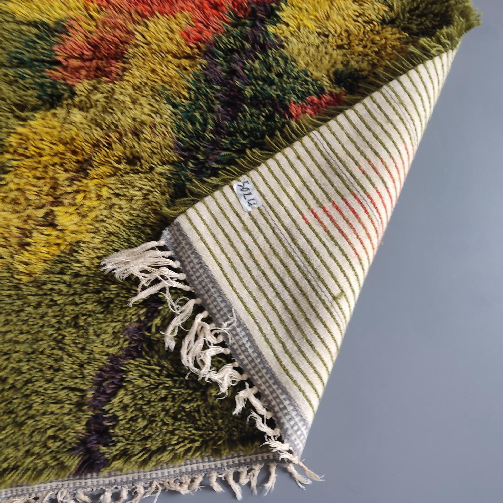 Midcentury Danish Modern Ege Rya Wool Shag Rug 'Autumn Leaf' 2, 5' x 4, 9' For Sale 1