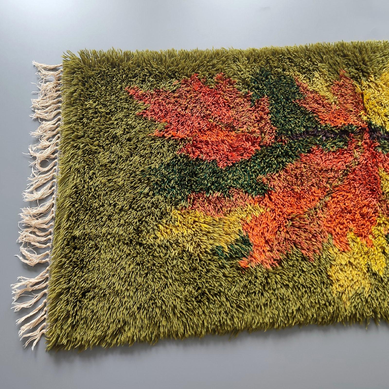 Midcentury Danish Modern Ege Rya Wool Shag Rug 'Autumn Leaf' 2, 5' x 4, 9' For Sale 3