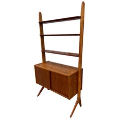 Retro Midcentury Danish Modern Freestanding Teak Wall unit Jutex by Hovmand Olsenc