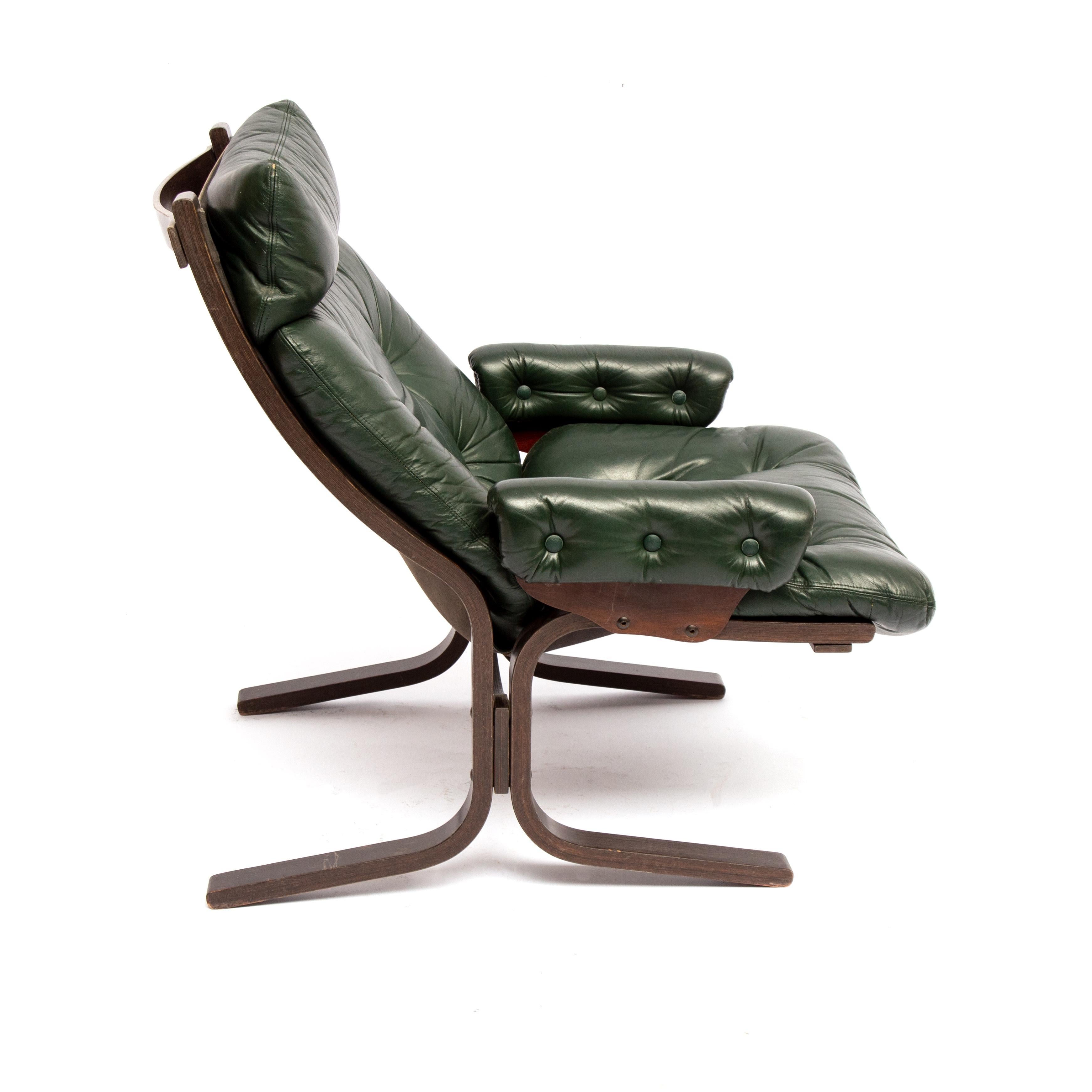 Mid-Century Modern Midcentury Danish Modern Green Leather Slipper Lounge Chair
