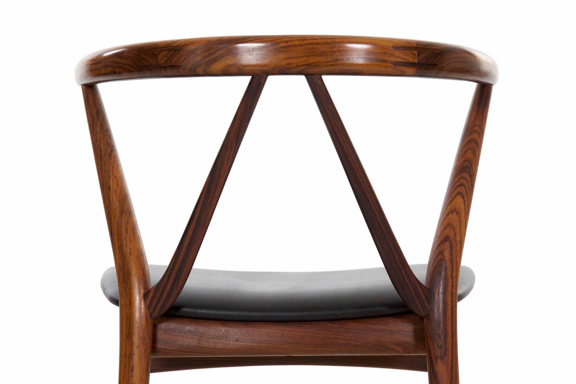 Midcentury Danish Modern Hoop Back Rosewood Chair by Kjaernulf for Hansen 2