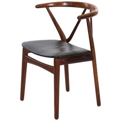 Midcentury Danish Modern Hoop Back Rosewood Chair by Kjaernulf for Hansen