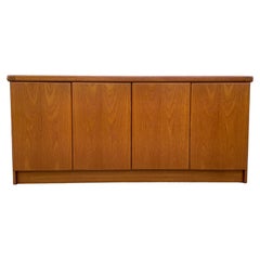 Vintage Midcentury Danish Modern Light Teak Credenza Sideboard 4-Door