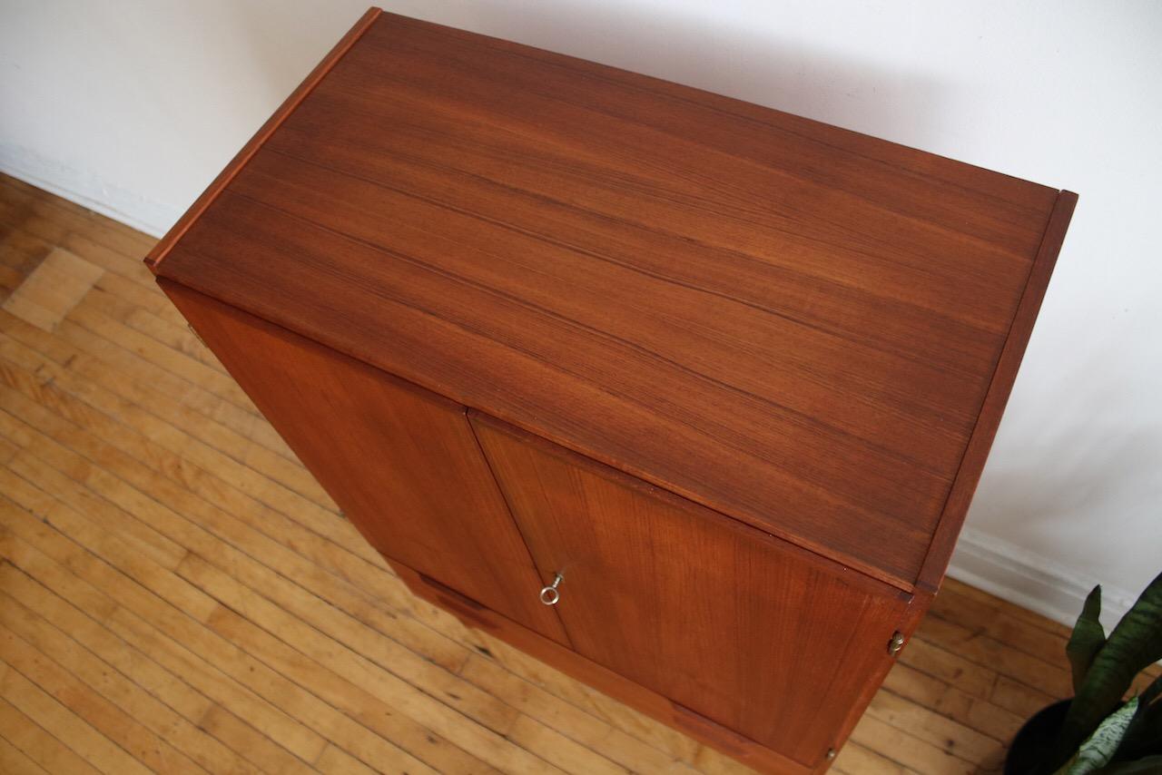 Midcentury Danish Modern Locking Teak Armoire 4