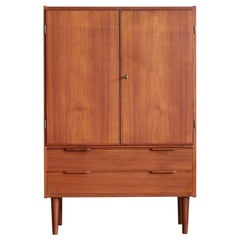 Midcentury Danish Modern Locking Teak Armoire