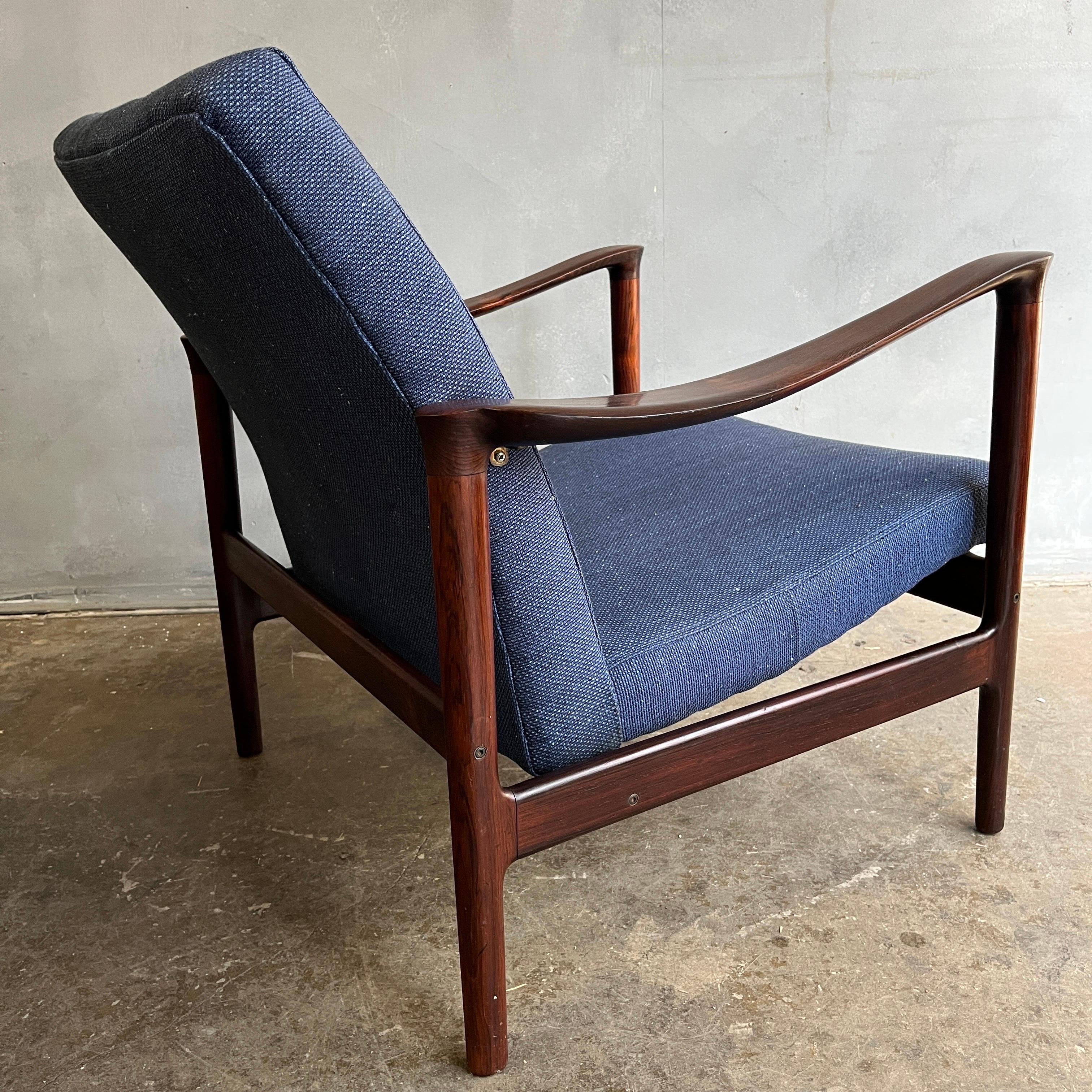 Upholstery Midcentury Modern Lounge Chair in Rosewood by Torbjorn Afdal 
