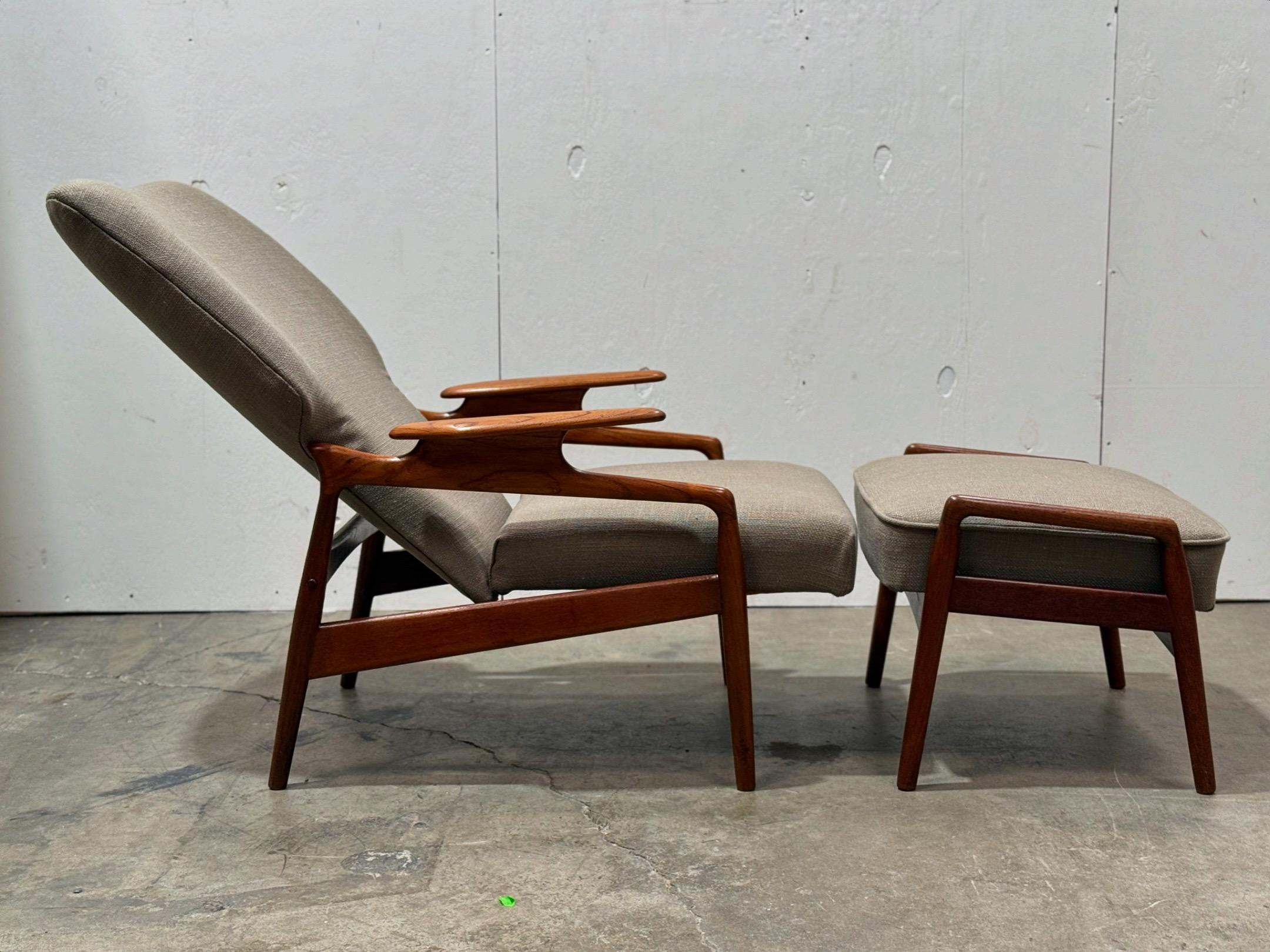 Mid-Century Modern Midcentury Danish Modern Lounge Chair + Ottoman - John Boné for Advance Design