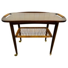 Midcentury Danish Modern Poul Jensen Walnut Bar Cart