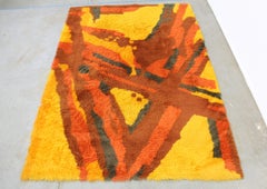 Midcentury Danish Modern Retro Orange Shag Rug