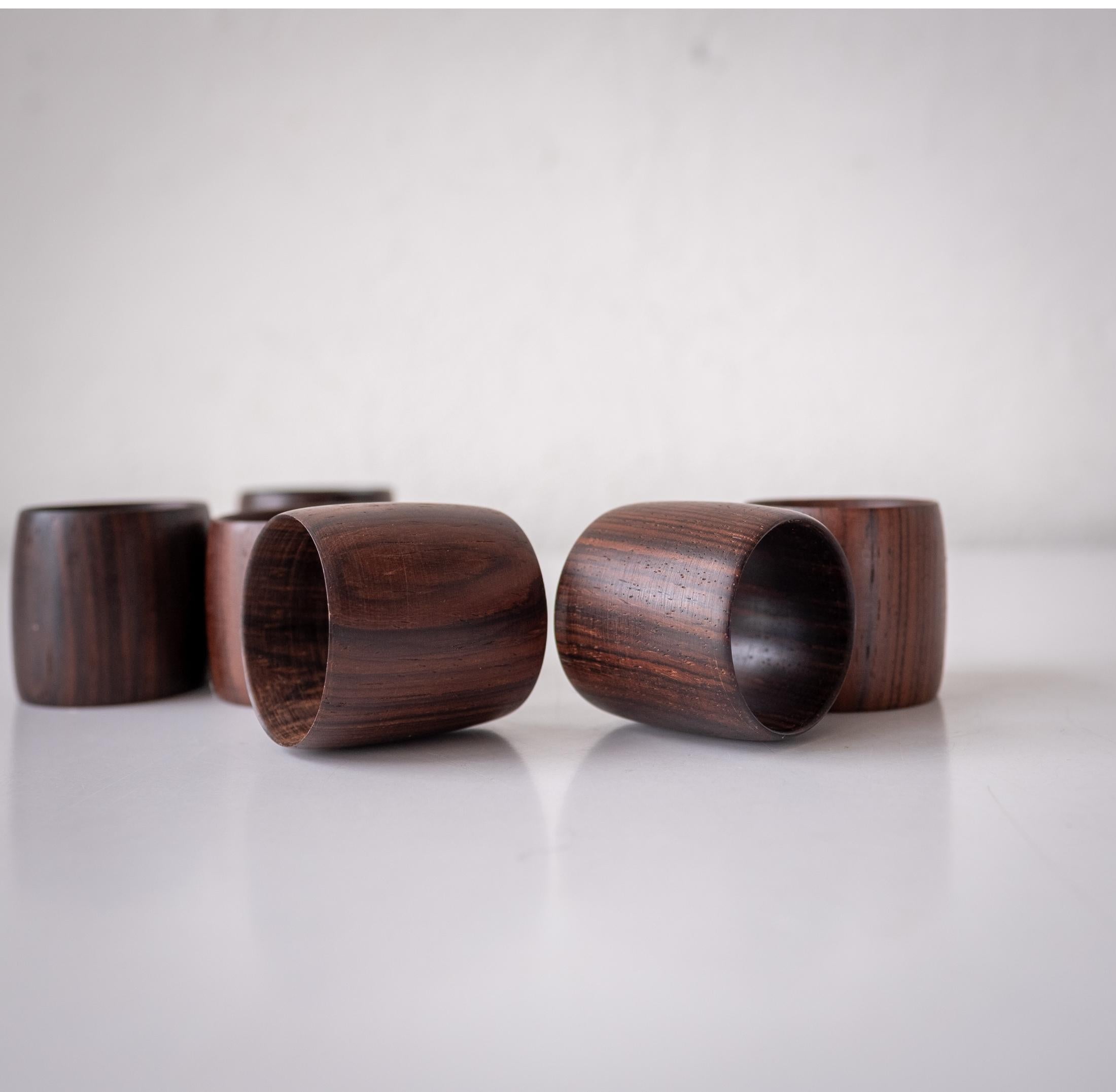 Midcentury Danish Modern Rosewood Napkin Rings In Good Condition In San Diego, CA