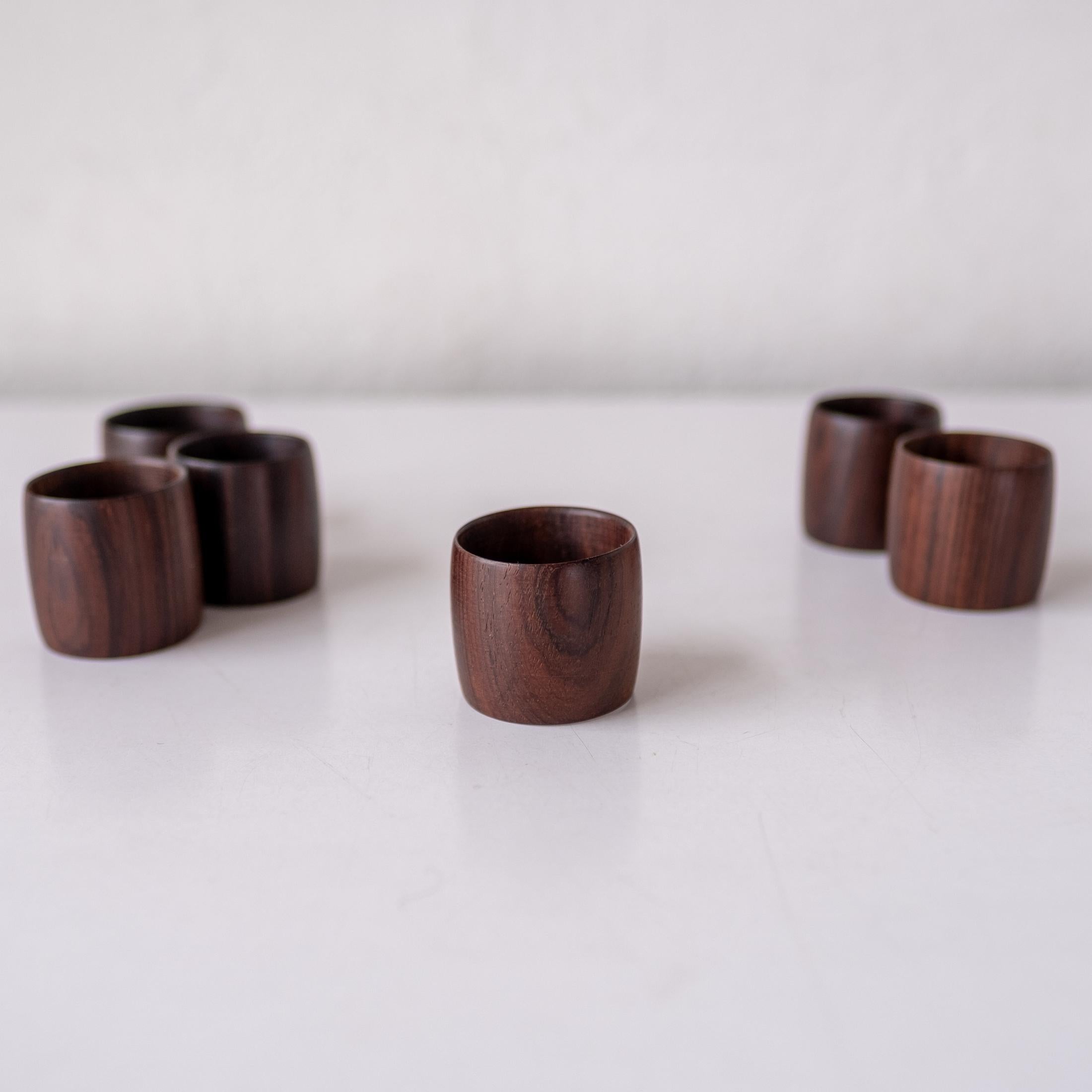 Midcentury Danish Modern Rosewood Napkin Rings 2