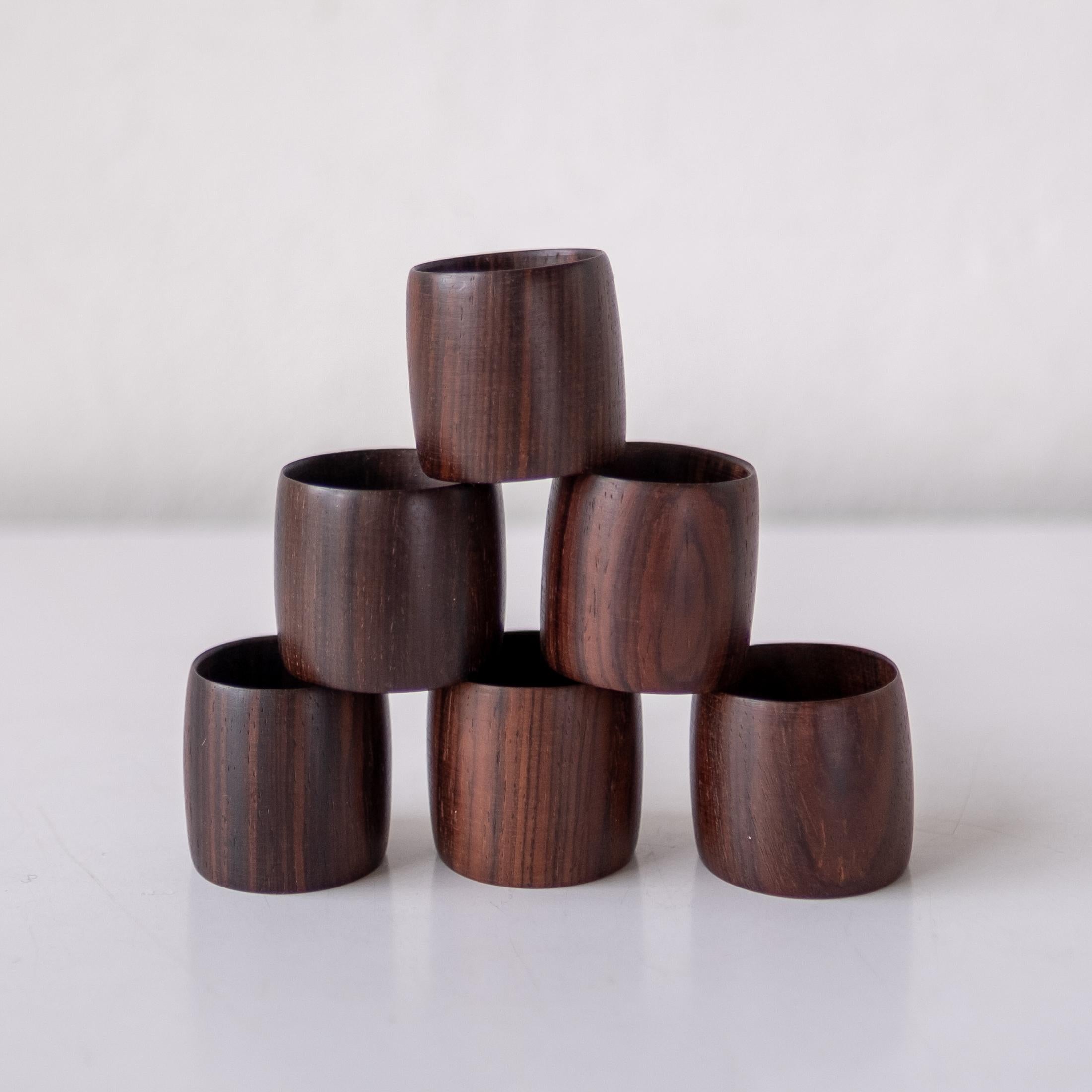 Midcentury Danish Modern Rosewood Napkin Rings 3