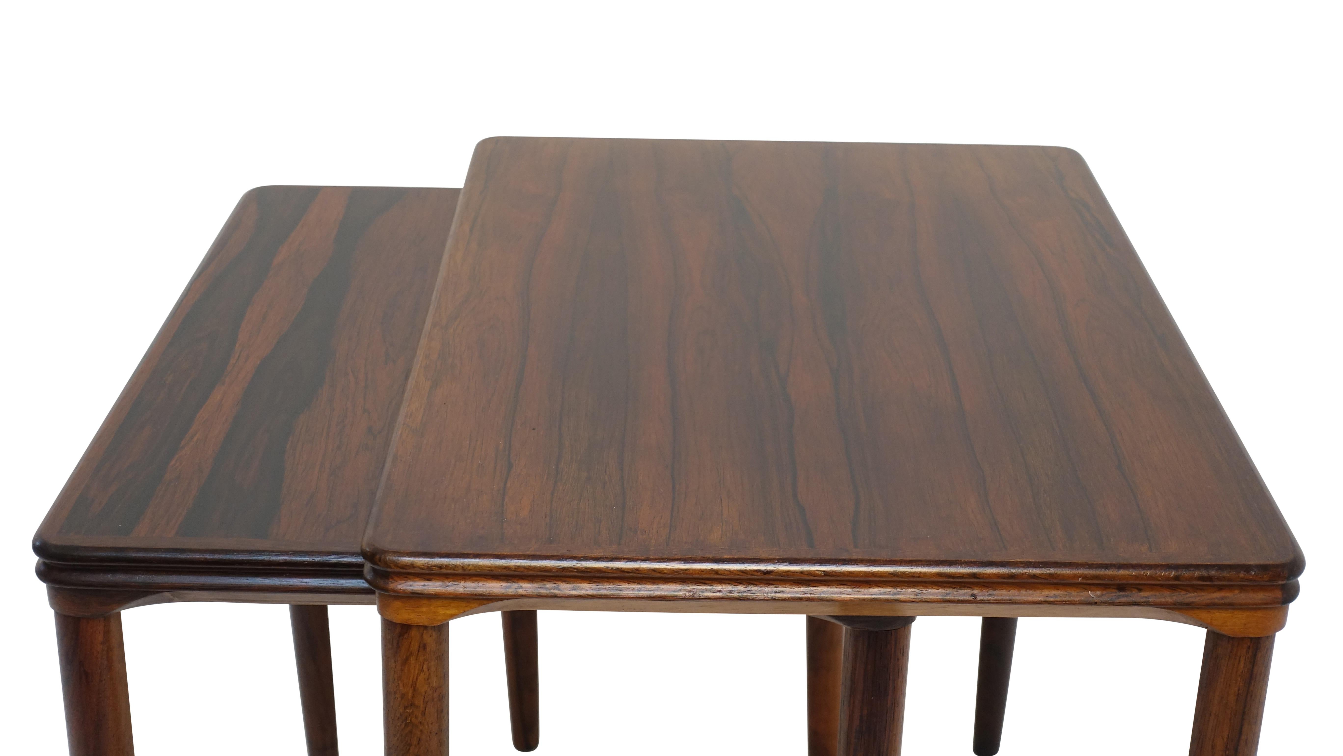 Midcentury Danish Modern Rosewood Nesting Tables, Denmark, circa 1970 1