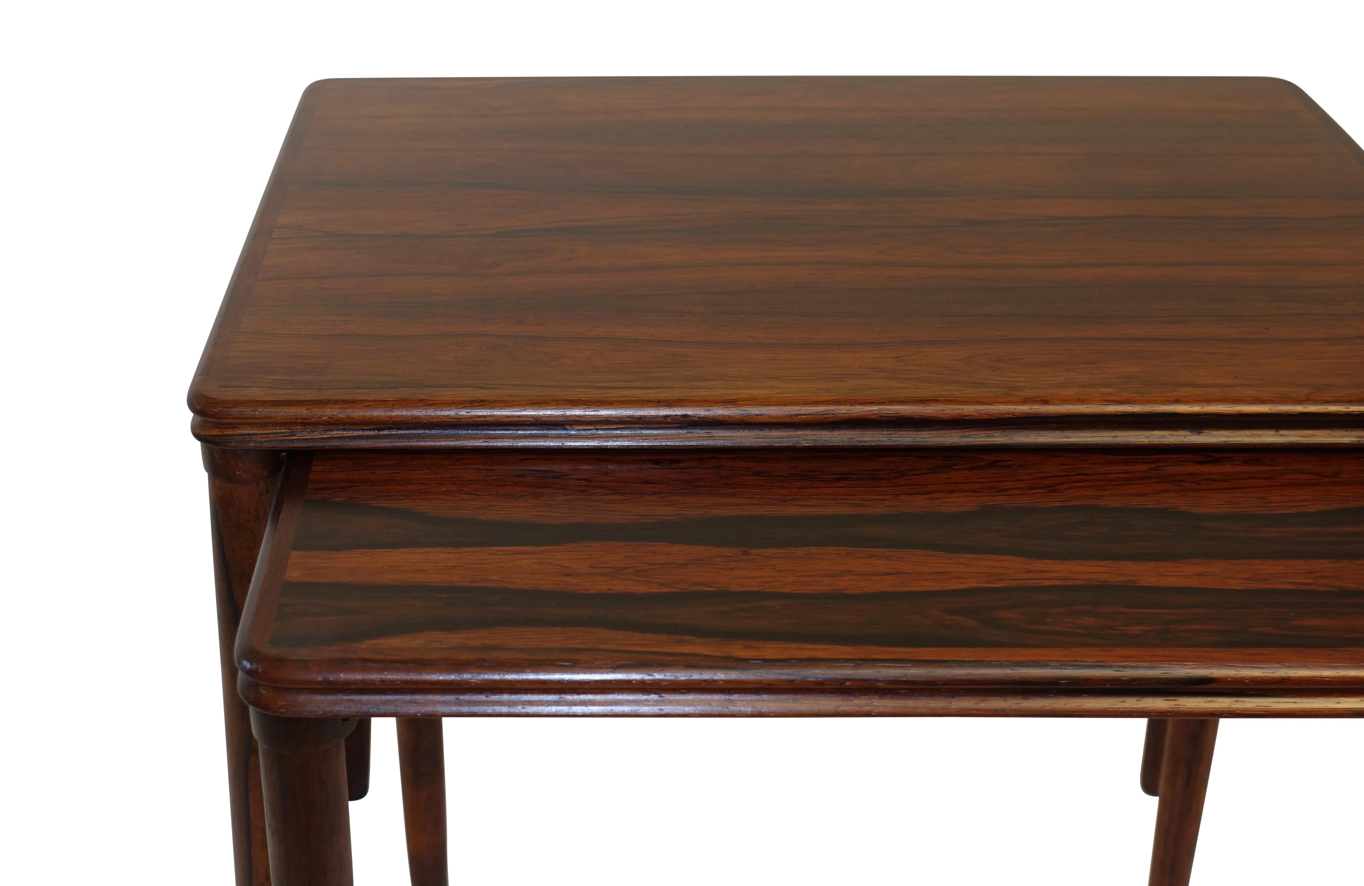 Midcentury Danish Modern Rosewood Nesting Tables, Denmark, circa 1970 2