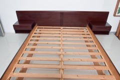 Scandinavian Modern Queen Platform Bed with Floating Nightstands 1980s