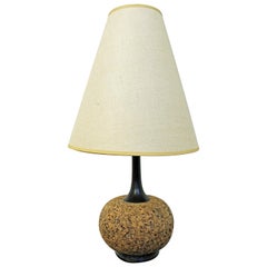 Midcentury Danish Modern Round Cork Table Lamp