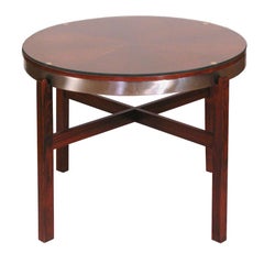 Midcentury Danish Modern Round Rosewood Side Tray Table