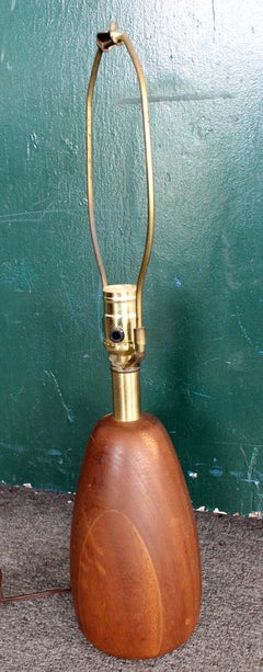 Midcentury Danish Modern Round Teak Table Lamp