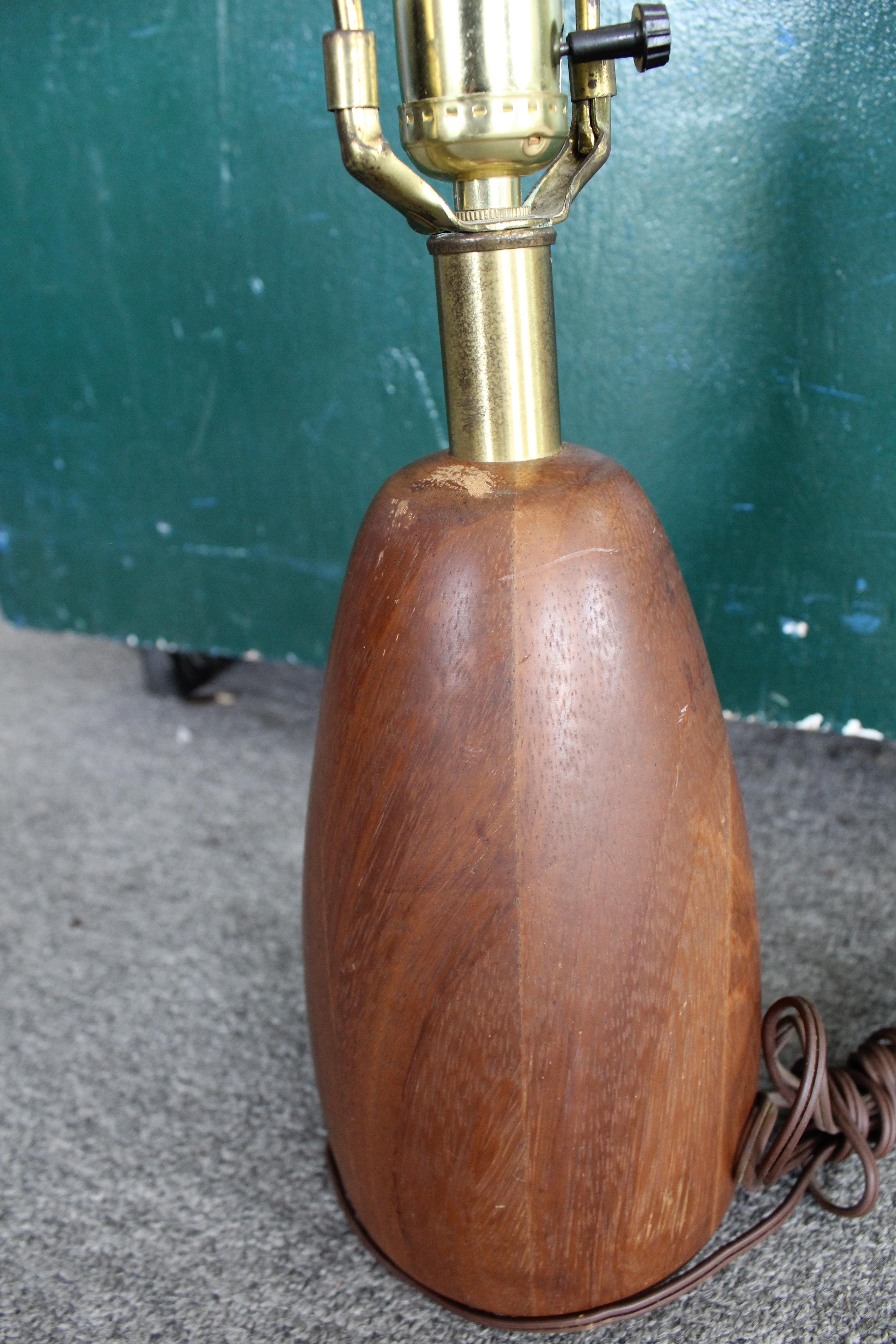 20th Century Midcentury Danish Modern Round Teak Table Lamp