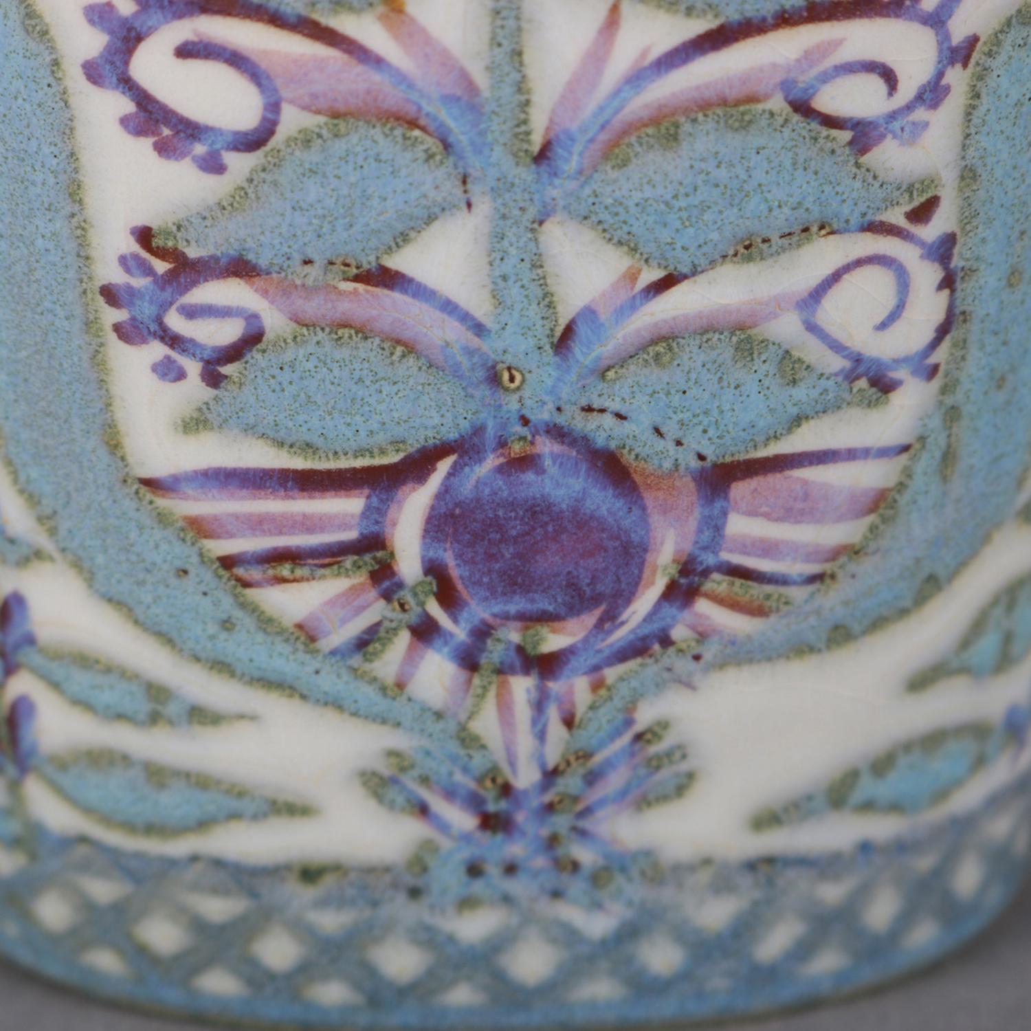Midcentury Danish Modern Royal Copenhagen Faience Stylized Floral Vase 1