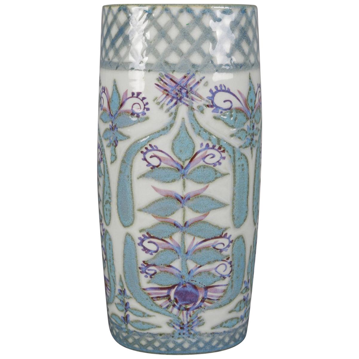Midcentury Danish Modern Royal Copenhagen Faience Stylized Floral Vase